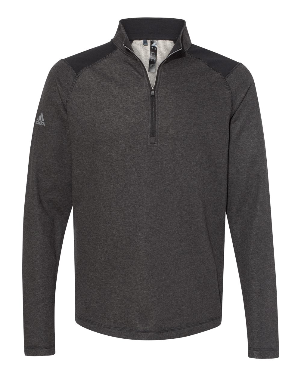 Adidas A463 - Heathered Quarter Zip Pullover with Colorblocked Shoulders